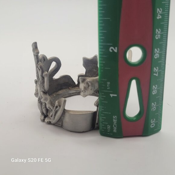 1993 Seagull Canada Pewter Etain Zinn Cats Votive Candle Holder Pewter Base Only - Picture 10 of 11